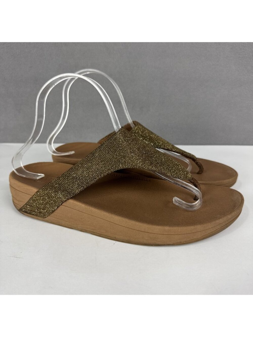 Fitflop Lottie Glitzy Wedge Flip Flop Sandals Artisan Gold Women's 9 toe post